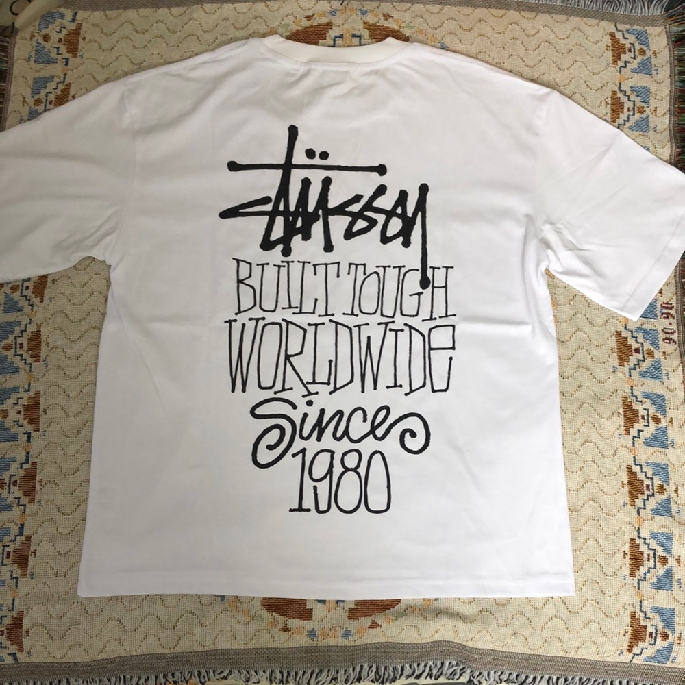 Stussy White Short Sleeve Tee with Iconic Logo